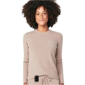 Figs Knit Ribbed Pullover Sweater in Latte Brown